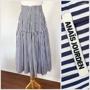Anaïs Jourden Striped‎ Midi Skirt Tiered // Size Small 38